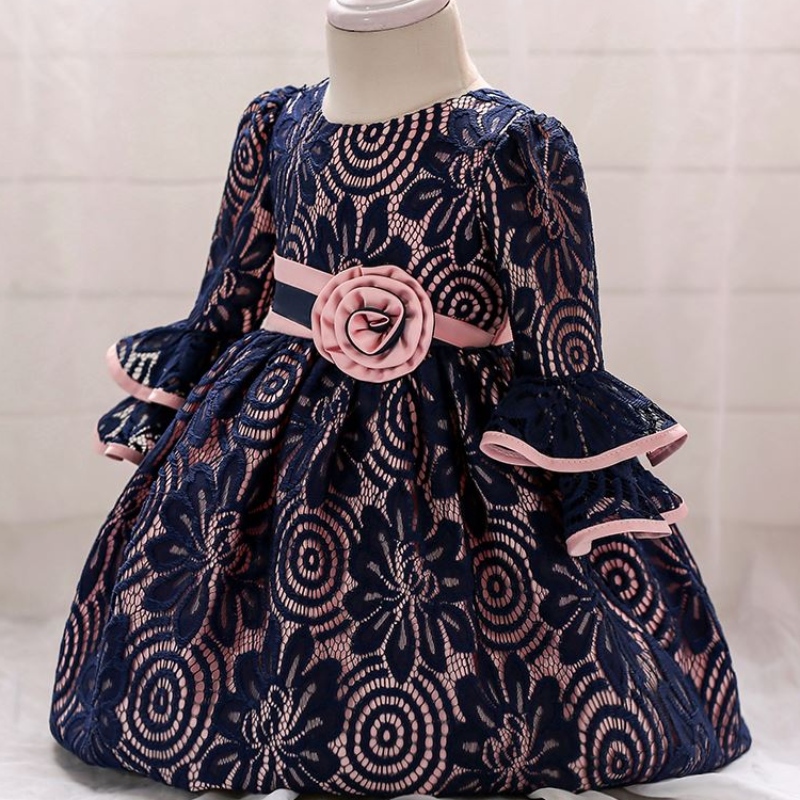 Baigeneue Ankunft Kinder Langarm Party Frock Baby Girl Print Fancy Princess Kleid L1858XZ