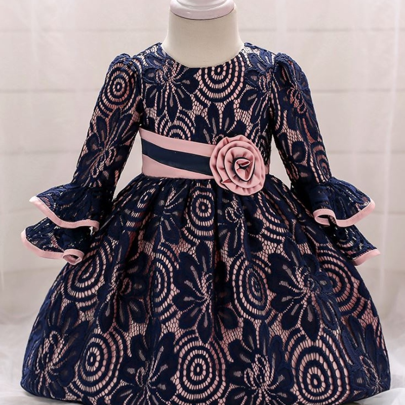 Baigeneue Ankunft Kinder Langarm Party Frock Baby Girl Print Fancy Princess Kleid L1858XZ