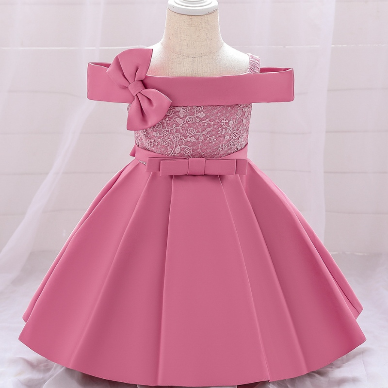 Prinzessin -Kleid von Kindern eine Schulterspitze Spitze Bow Baby Girl Kleider Kinder Partykleid Kleid Kleid