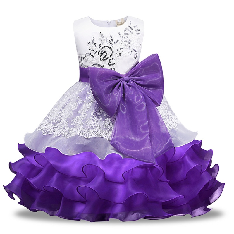 2022 Europäische und amerikanische Paillettenkleider Bow Blume Mädchen Prinzessin Kleid Organza Puffy Rock