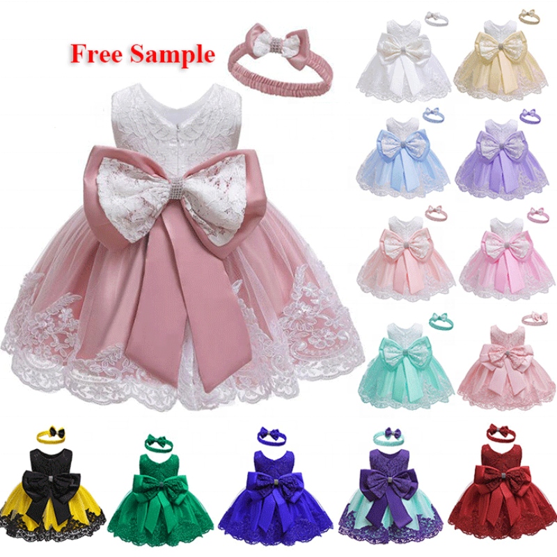 Baige Baby Mädchen Kleidung Ballkleid Prinzessin Kleider Kind formelle Geburtstagstaufe Party Kinder Blumenmädchenkleider mit großer Boge