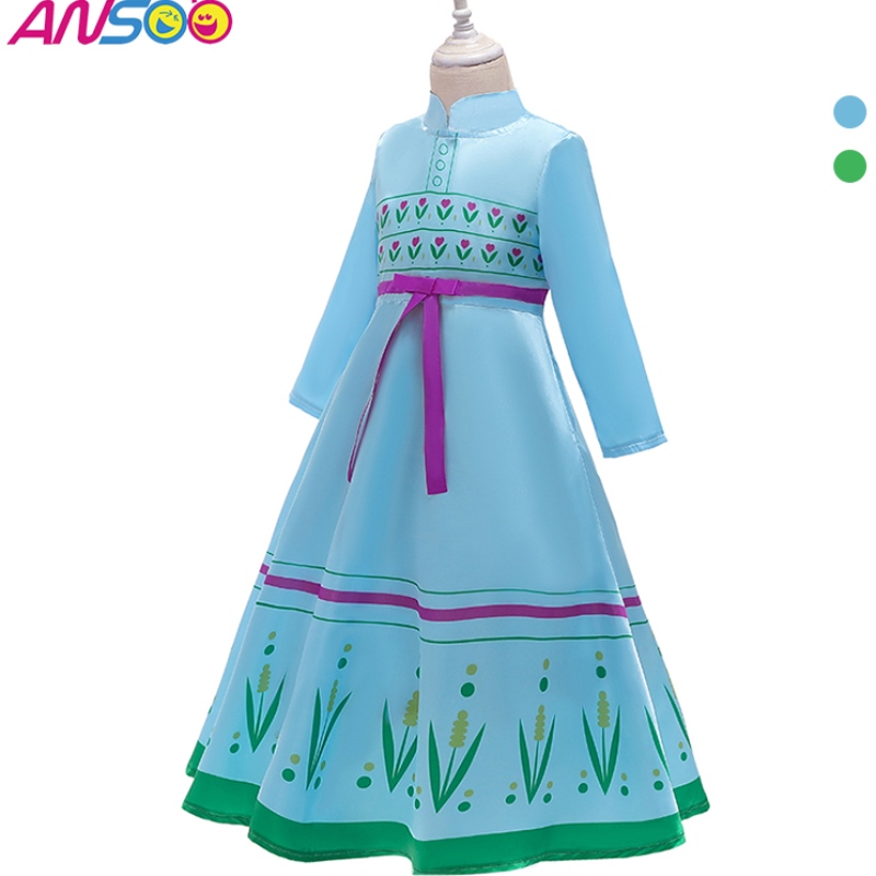 Ansoo Anna Prinzessin Kostüme für Kinder Halloween Weihnachtsfeier Cosplay Snow Queen Girls Prom Kleid