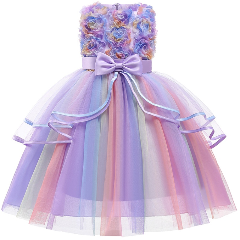 Rainbow Girls Einhorn Geburtstagsfeier Kleider Stickerei Elegant Hochzeit Abend Prinzessin Kleid