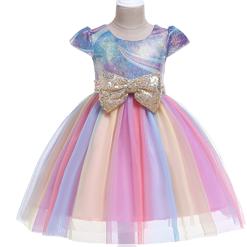 Ansoo oa oem odm heiß verkauft einhorn Regenbogen Baby Mädchen Geburtstagskleider Baumwolle Mädchen Prinzessin Partykleider für 1-6 Y Girls Tutu