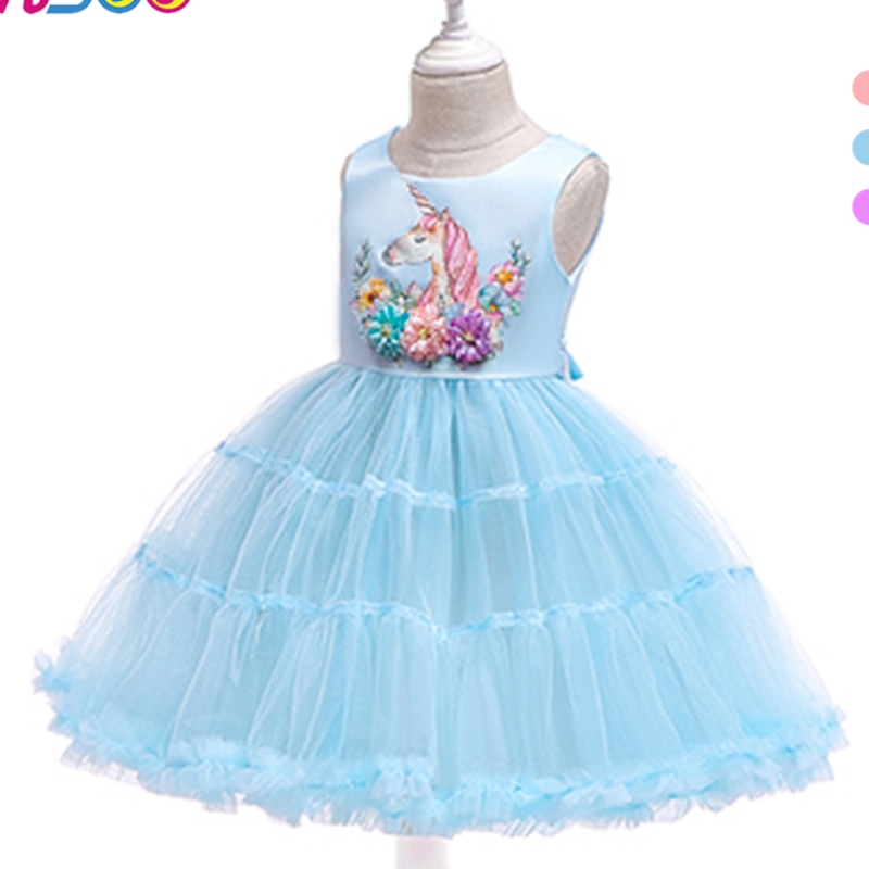 Ansoo Einhorn Regenbogen Baby Mädchen Geburtstagskleider Baumwolle Mädchen Prinzessin Party lila Brautkleider für 1-6 Y Girls Tutu