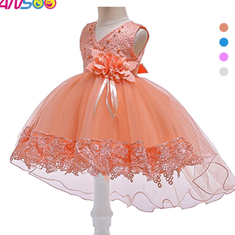 ANSOO Europäische und amerikanische Babykleid Spitze Pink Prinzessin Tracking Kleid für 100 Tage Party