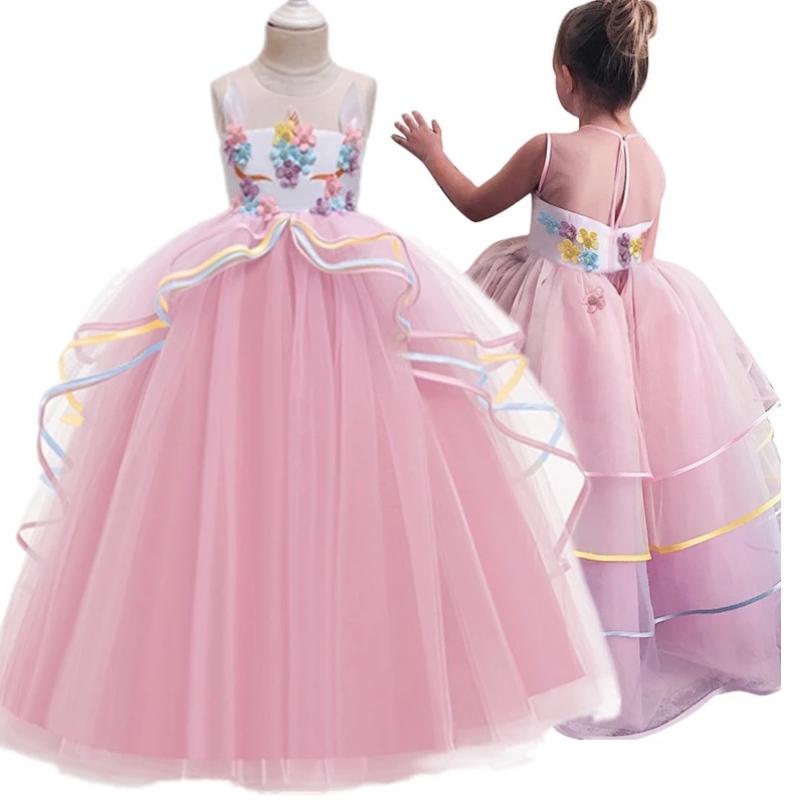 Fancy Girl Halloween Einhorn Party Langes Kleid Prinzessin Mädchen Kostüm für Kinder Kleidung Baby Girl Kleider Kinder Kleidung Kleidung