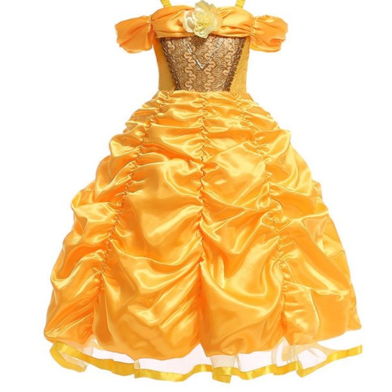 Belle Kostüm Girls Beauty und The Beast Princess verkleiden Kinder schulterfreies, geschichteter Ballkleid für Halloween