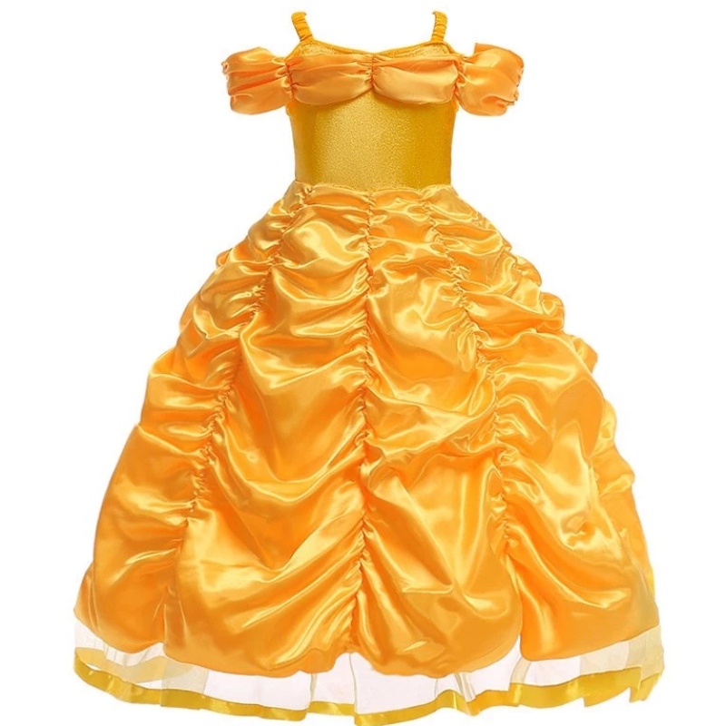 Belle Kostüm Girls Beauty und The Beast Princess verkleiden Kinder schulterfreies, geschichteter Ballkleid für Halloween