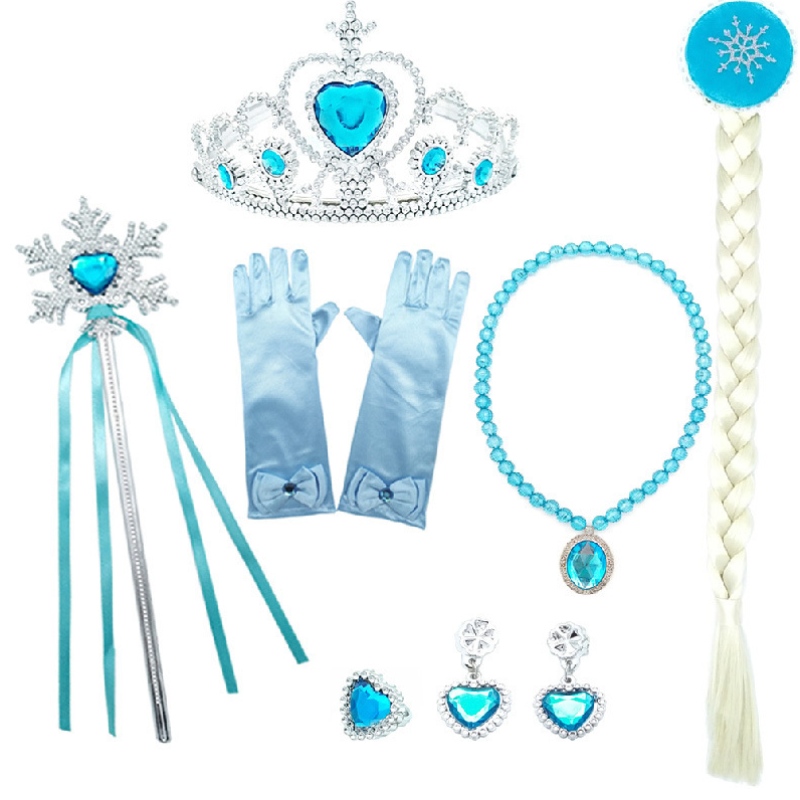 Mädchen Elsa Dress up mit Zug Kindern Perlen Langarm Schneeabdruck Halloween Karnevalsparty Prinzessin Kostüm