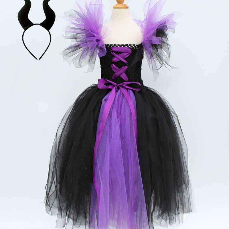 Fancy Tutu Kleid für Mädchen böse Königin Magie Witch Bösewicht Kinder Mal Evie Prinzessin Kostüm mit Kopfbedeckung