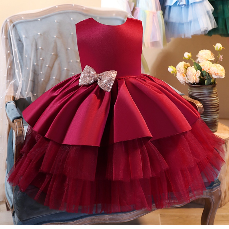 Kinder mit V-Ausschnittkuchen Prinzessin Kleid Weihnachtsabendkleid für Kinder Geburtstag