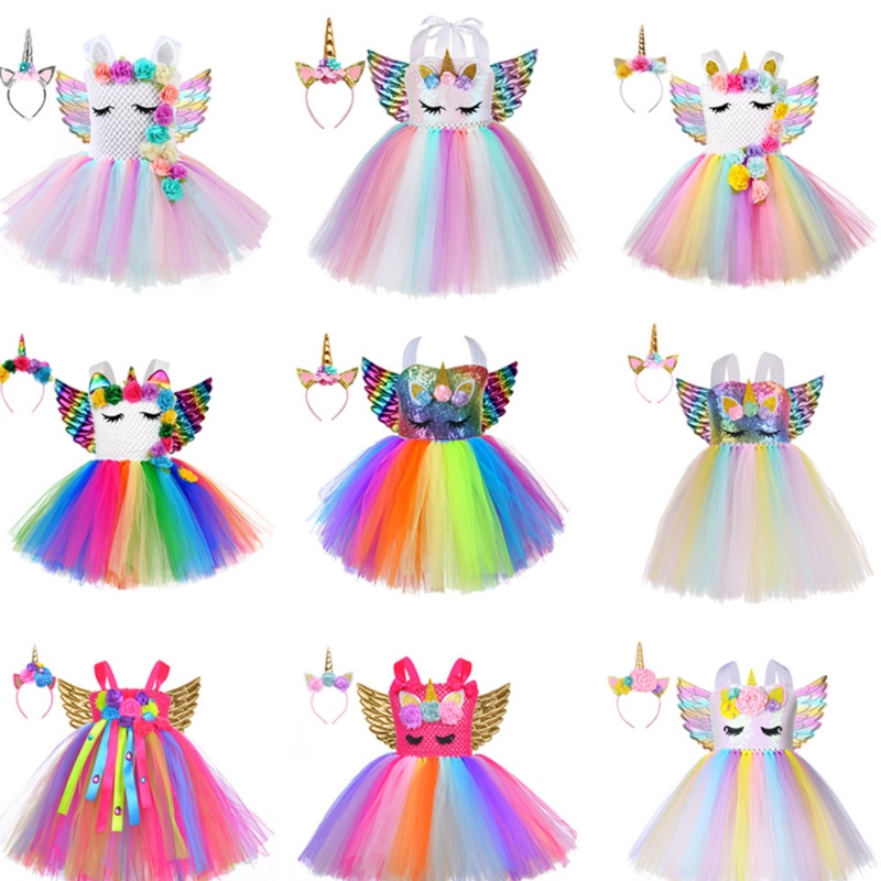 Kleines Kinderponykleid Einhorn Flügel Prinzessin Kleiderparty Cosplay Kostüm
