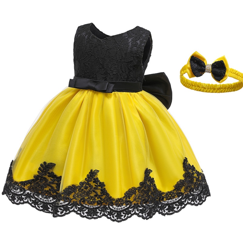 Blumenmädchenkleid Kinder Bowknot Hochzeitskleid Mädchen Sommerprinzessinkleid mit Stirnband