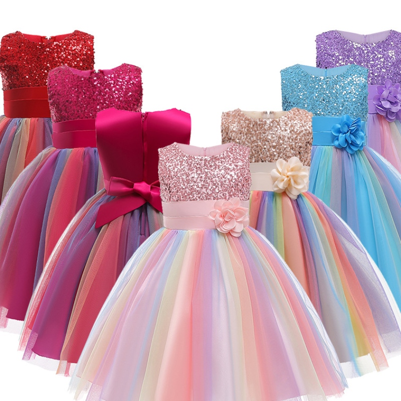 Kinder Girl Blumenkleid Kind Hochzeit Brautjungfer Geburtstagsfeier Festzug Tutu Tüll Prinzessin Kleider