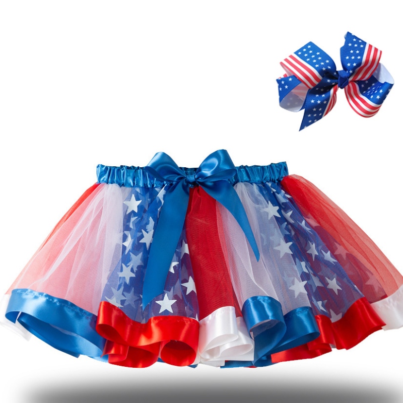 2022 Sterne Flagge Rock Mesh Tutu Rock Halloween Tutu Kostüm für Mädchen