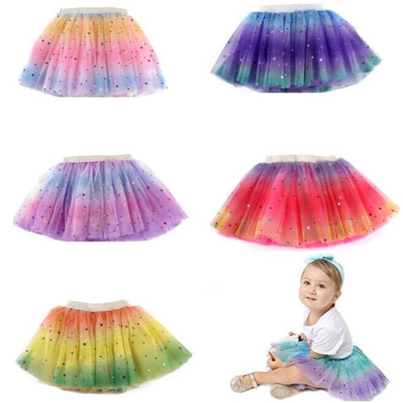 Mesh Performance Rock Tulle Regenbogen -Tutu -Rock für kleine Mädchen