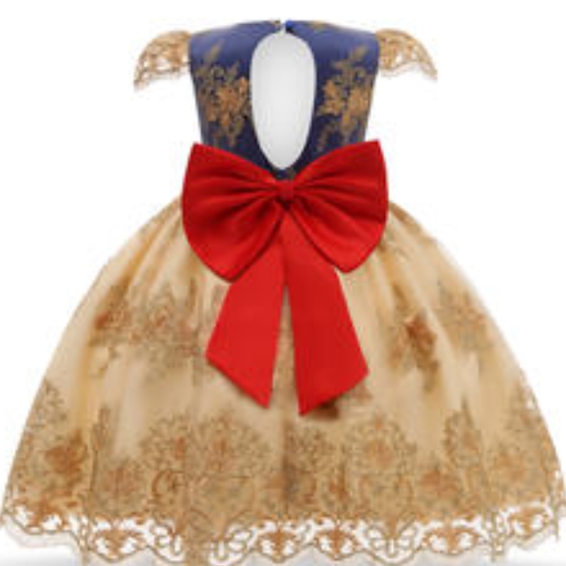 Baby Bow Prinzessin Rock Patchwork Farbe Spitze besticktes Abendkleid für Baby