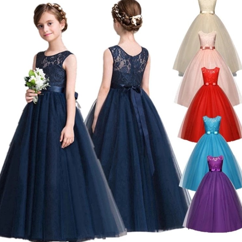 Teenager Girls Prinzessin Kleid für Kinder Hochzeitsfeier Brautjungfer Spitze Rotkleid Kinder Geburtstag Abend Festzug Ballkleid 14Year