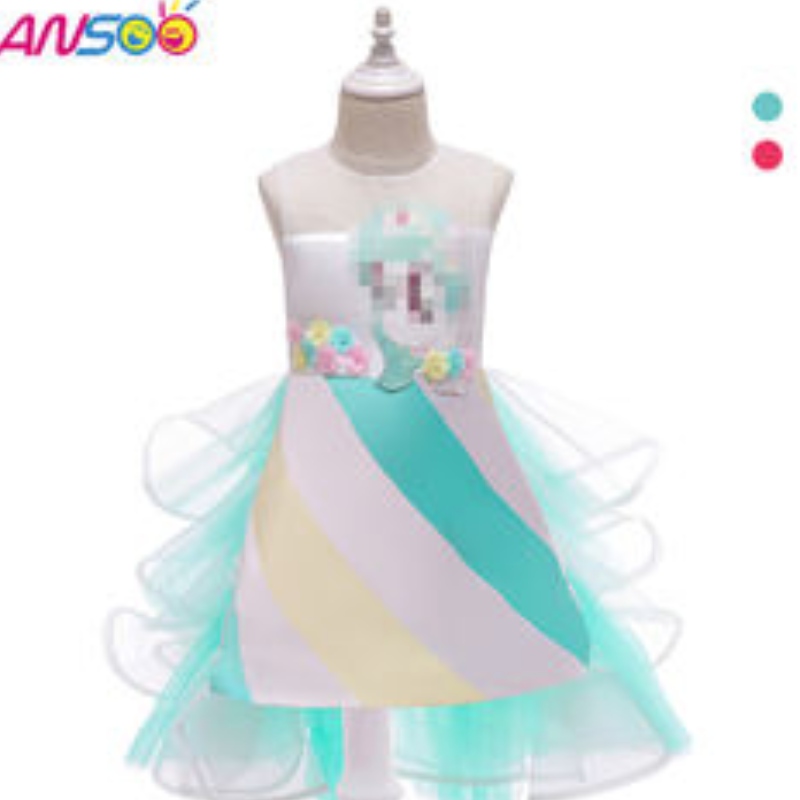 Ansoo heiß verkauft Einhorn Regenbogen Baby Mädchen Geburtstagskleider Baumwolle Mädchen Prinzessin Partykleider für 1-6 Jahre Mädchen Tutu Kleid