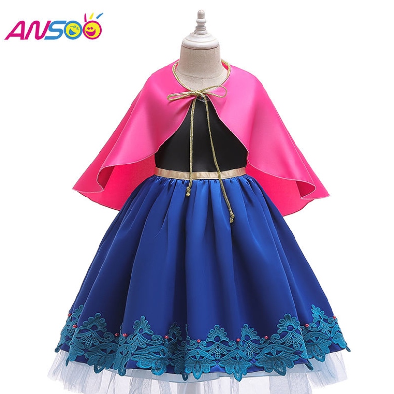 Ansoo Kinder Mädchen Prinzessin Queen Elsa Anna Halloween Cosplay Kostüm Kostüm -Kostümrock