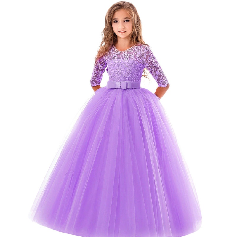 6-14 Jahre Blumenspitzenkleid Girls Kleidung Prinzessin Party Festzug Langes Kleid Kleider Kleider für Mädchen Hochzeit Abendkleidung Kleidung
