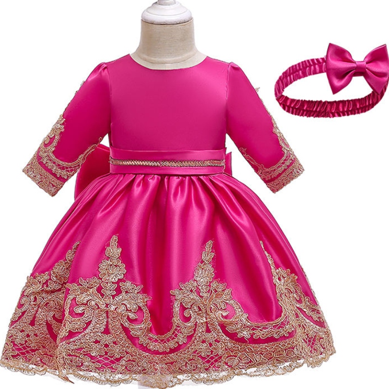 ANSOO 11Color hochwertige Babykleidung exklusive Spitzenkleid vonneuem Stil mit Kopfschmuck mit Kopfschmuck Satin Party Kleid für Mädchen