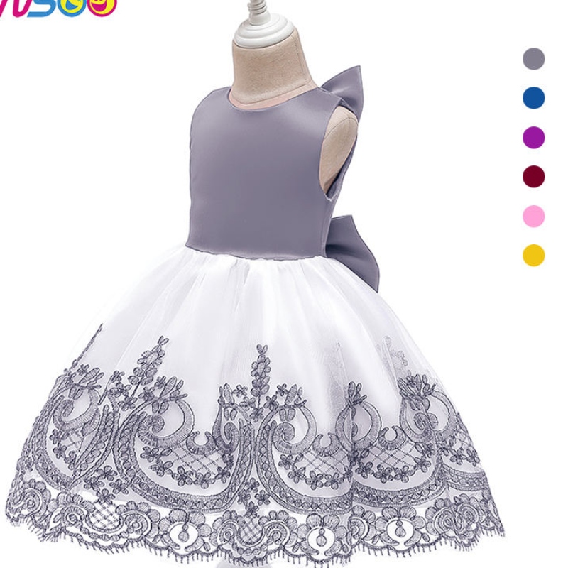 Ansoo heißer Großhandel Neuankogen Baby Sommerkleidung Spitze Flowers Kinder Hochzeitskleider Baby Mädchen Geburtstagsfeier für Mädchen