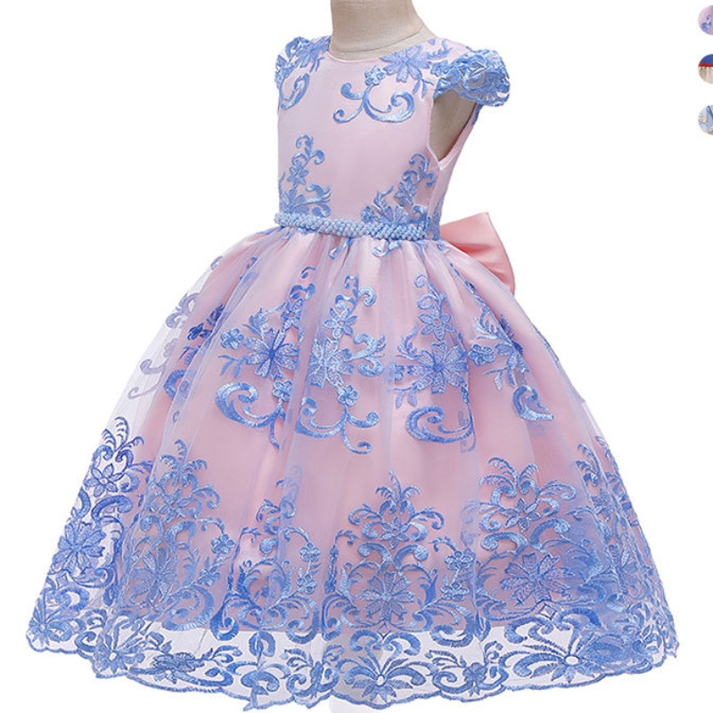 Ansoo 2022 5 Farben Neue Kinder Kleidung Hochzeit Maxi Leak Back Girl Kleid Spitze Prinzessin Blaues Kleid