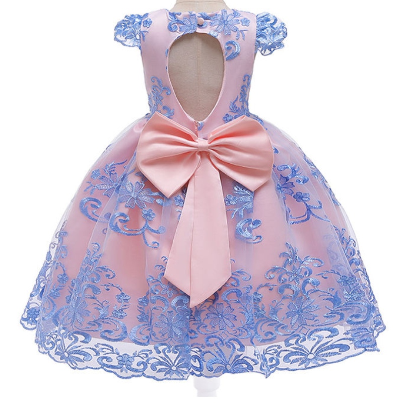 Ansoo 2022 5 Farben Neue Kinder Kleidung Hochzeit Maxi Leak Back Girl Kleid Spitze Prinzessin Blaues Kleid