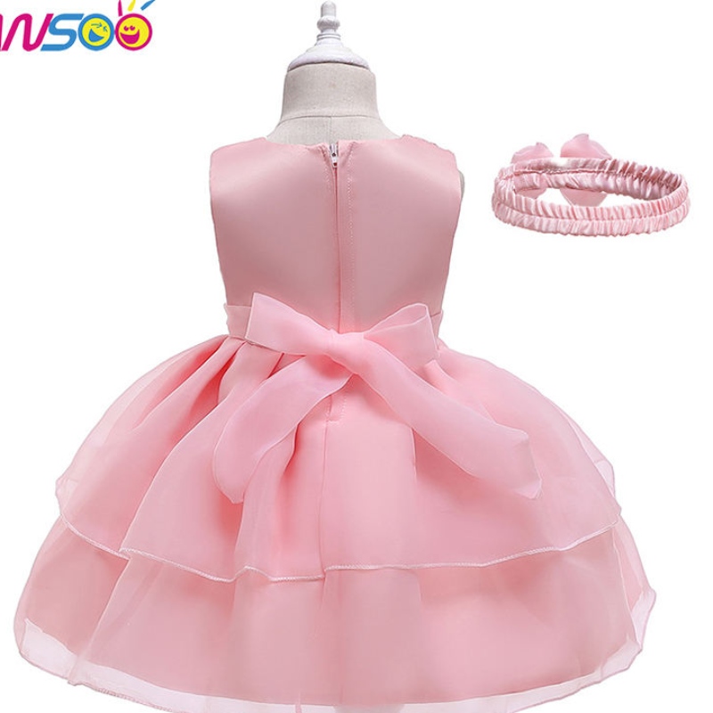 Ansoo New Children 's Dress Bow Spitze Kleid Landebahn Prinzessin Kleid mit Haarband für 3-24 Monate Mädchen