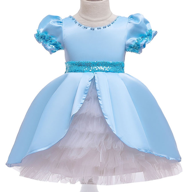 Ansoo ärmellose Kinder Kinder Mädchen Mädchen geschwollen Blau Tutu Kleid Baby Kleinkinder Säuglinge Sommer Trending Kleid Boutique Kleid für Mädchen