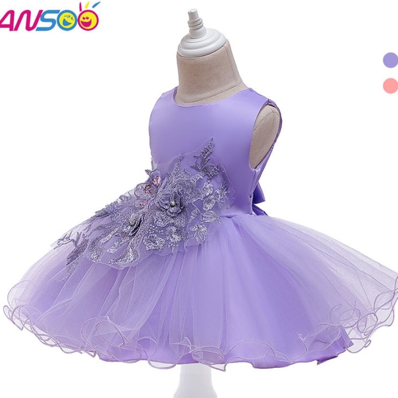 ANSOO NEW GESEHLE GIRKEN Elegante formelle Prinzessin Kleidung Kinder Sommer Kostüm Kleidung Abend Party lila Kleider