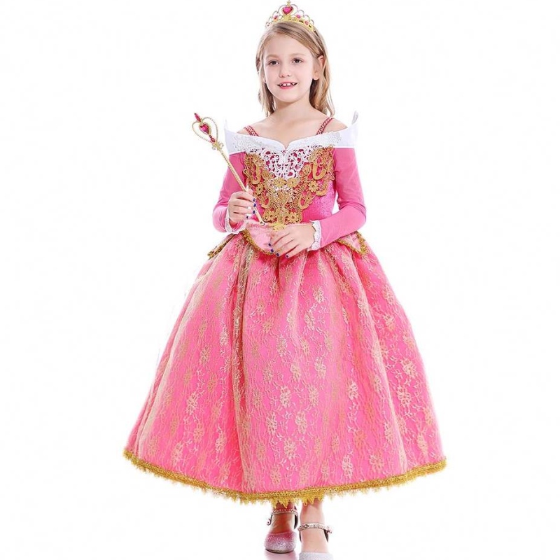 Baigeneue Mädchen Prinzessin Aurora Kostüm Langarm Dornröschen Geburtstag Party Kleid Kinder Zettel Kleid für Mädchen