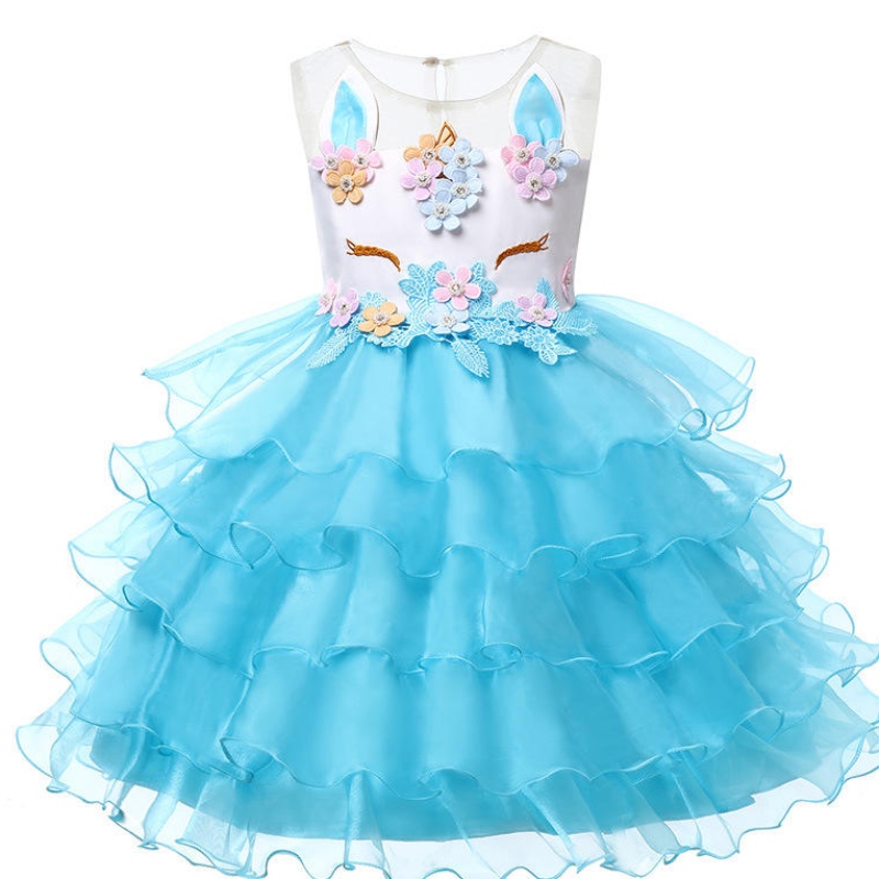 Großhandel 2-12 Jahre Kinder Kleinkind Blumen Mädchen Tutu Kleid Regenbogen Prinzessin Geburtstag Baby Girls Party Einhorn Dres