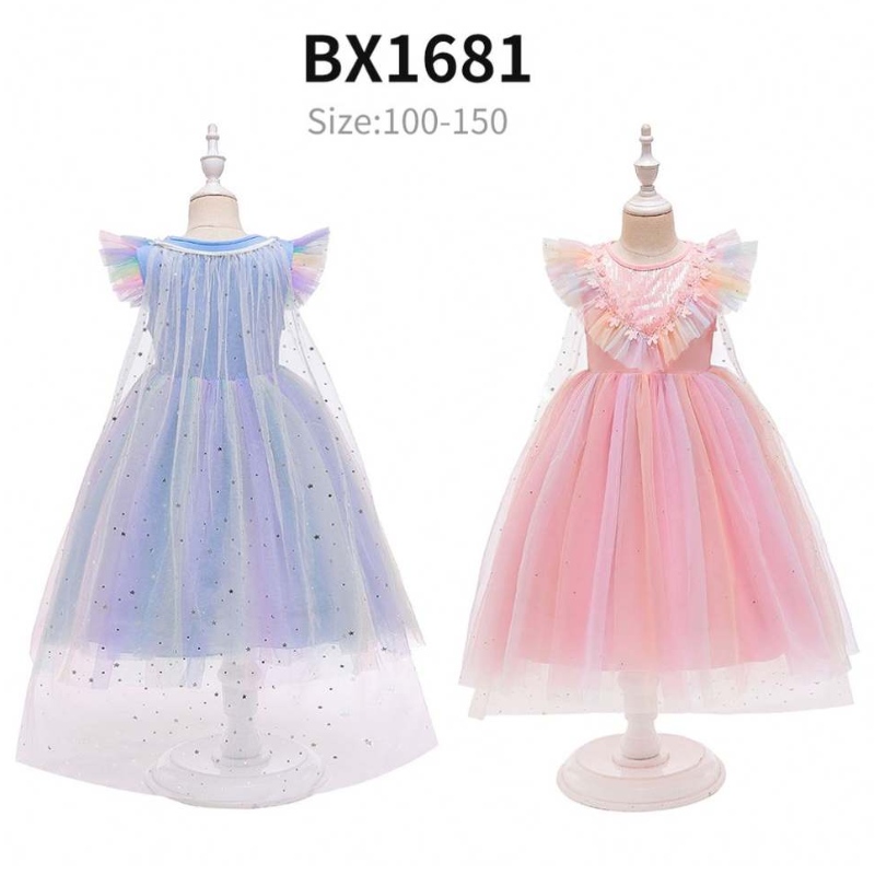 Günstiger Preis Prinzessin Anna Prinzessin Elsa Snow Queen Girl Party Kleid Kinder Halloween Cosplay Kostüm BX1693/BX1697