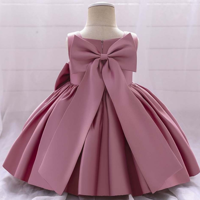 Baige Bowknot Little Girl Prinzessin Kleid westlich ärmellose einjährige Blumenmädchen Geburtstagsfeier Kleid