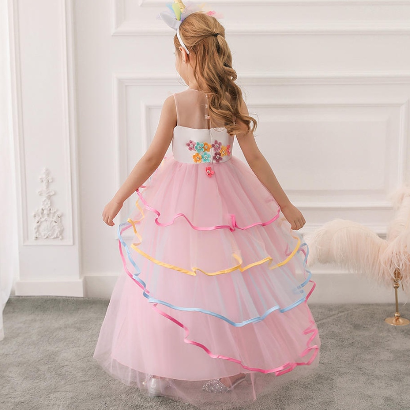 Fancy Kids Kleider für Mädchen Einhorn Geburtstagsfeier Kleid Kinder Kleidung Langkleid Vestidos Teenager Mädchen Kleidung