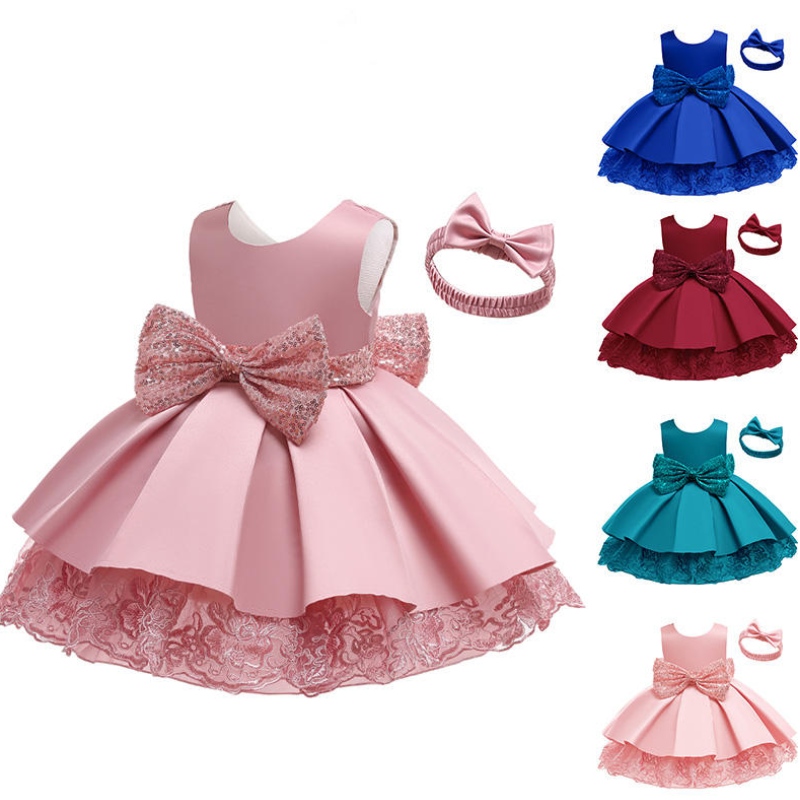 Kleidung Kinder Party Tragen Brautkleider für Mädchen Abend Prinzessin Kleider Spitzenbrautjungfernkleid ärmellose