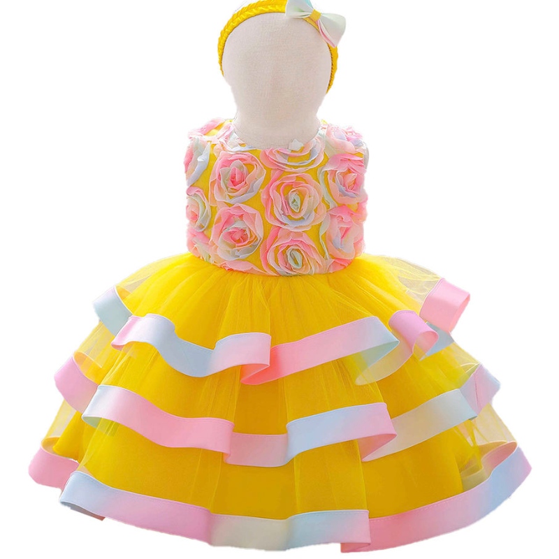 Baige heiß verkauft Baby Sommer ärmellose Tüllkleid Mädchen Kuchen Schicht Kinder Kostüm Girl Party Kleider