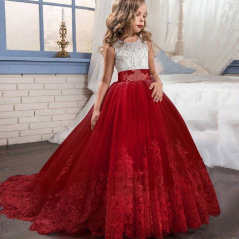 Baigenew Design Premium Blumenmädchen Kleider Muster Baby Girls Hochzeitsfeier für Kinder