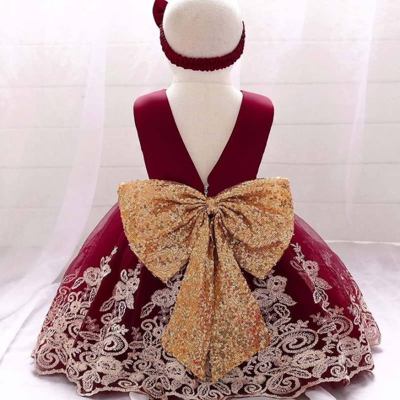 Baige Girls Party Kleid Custom Royal Tulle Satin Girls Geburtstagsfeier Tragen Sie rosa Kleiderkleid für Kinder