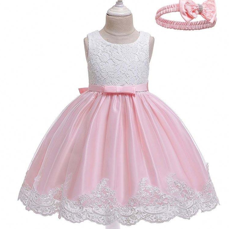 Flower Girl Party Kleid Nigeria beliebte Neugeborene Baby Mädchen Geburtstagsfeier mit Stirnband