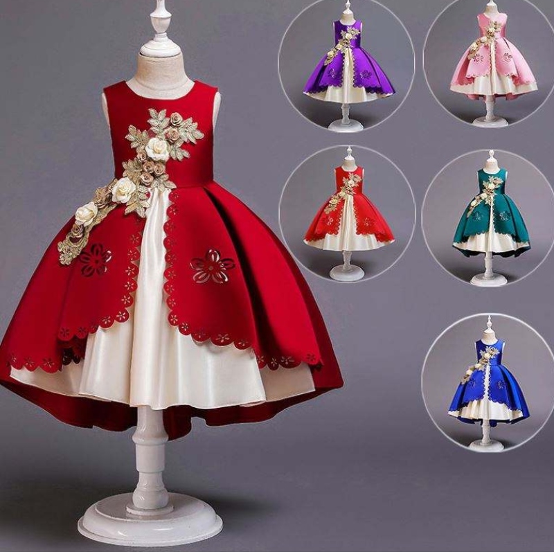 Neue Fleckendesign Blumenmädchen Doppelte Mädchen Gala für elegante Abendpartykleider