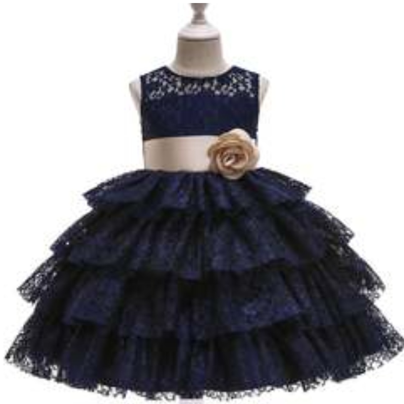 Baige New Children 's Princess Kleid Spitze geschichtete ärmellose Blumenmädchen Brautkleider 3 - 49 Stück