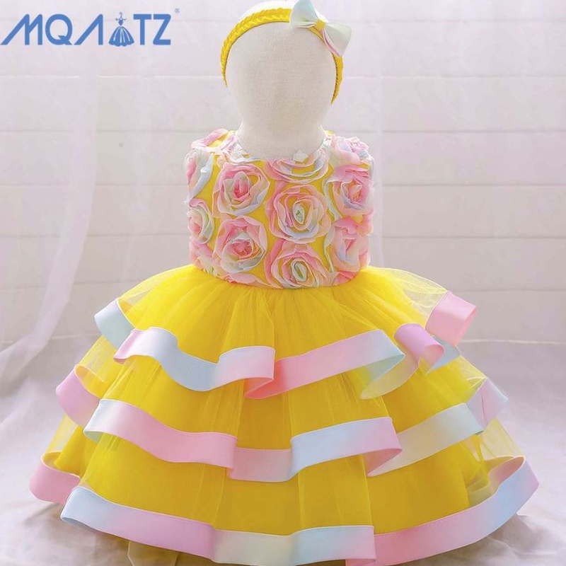 Baige Hot Sale Säugling Kids Kleidung für Baby Girl Plain Boutique Tutu Kleid Mädchen Rüschen Party Kleid