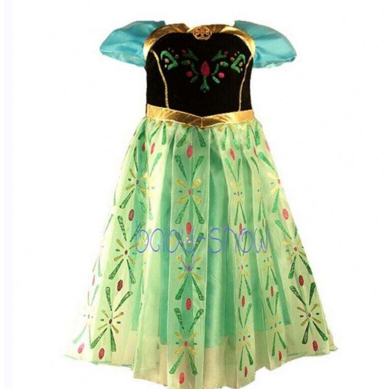 Baige Hot Sale Kleid Kleid Farbige Babykleider Elsa Kostüm Girls Cosplay Kostüm Party Kleid für Kinder 3-8 Jahre