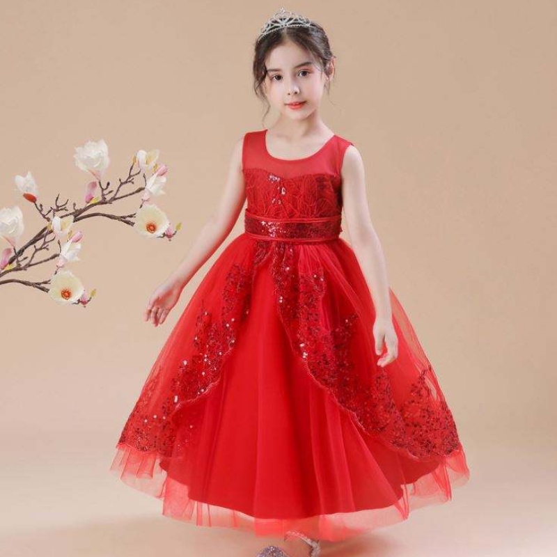 Baige Blumenmädchen Kleid weiße Kinder Baby Mädchen Pailletten Kleid Hochzeit Party Prinzessin Ballkleid