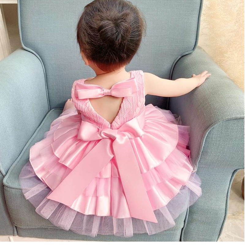 Baige Kinder Kleider Kuchenkuchen-Design für 0-2y Geburtstagsfeierkleid