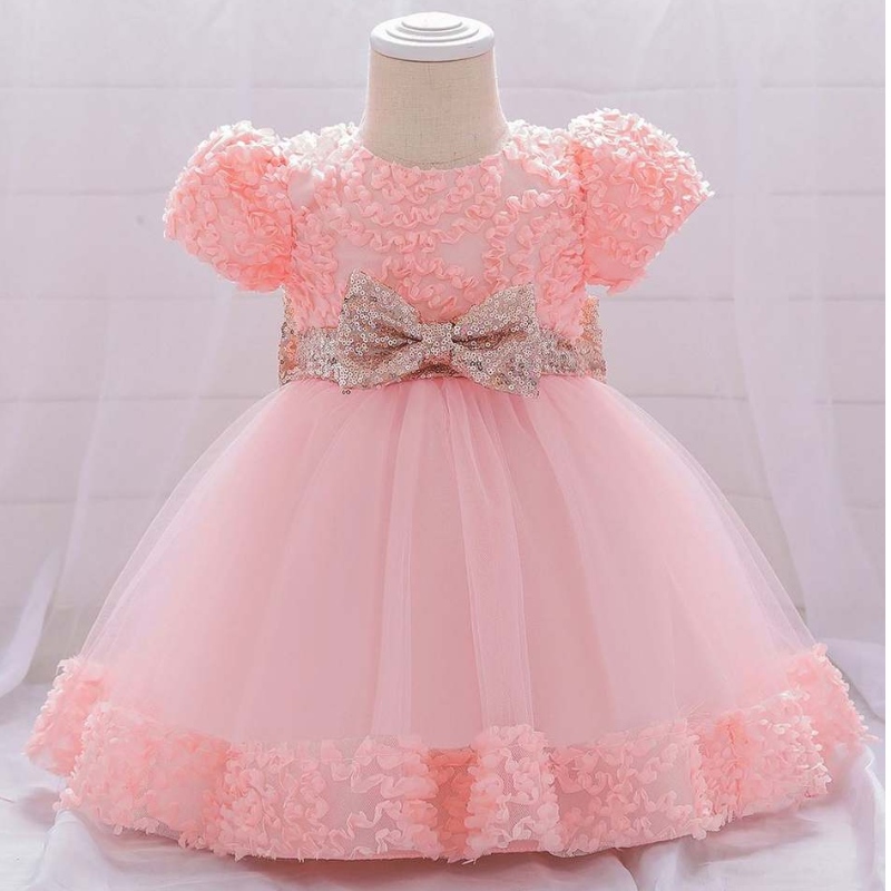 Baige Kleidungsstück Girls Party Kleid Baby Kleid Design Prinzessin Geburtstag Mädchen Kleider